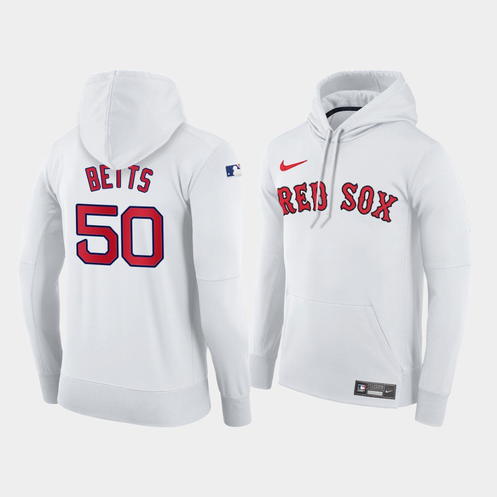 Men Boston Red Sox #50 Betts white home hoodie 2021 MLB Nike Jerseys